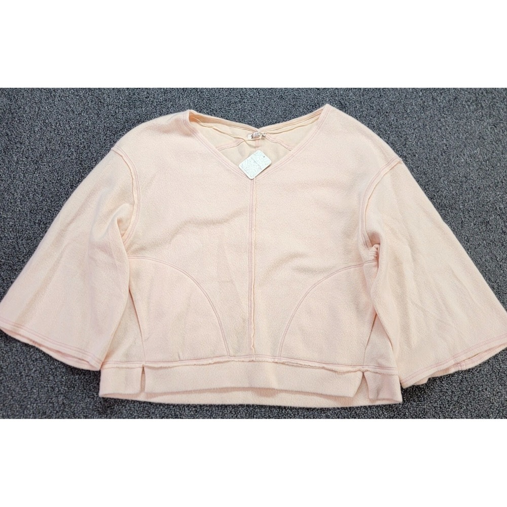 Free People Top Womens Small Peach Day Off Pullover Fleece Loose Fit Relaxed NWT